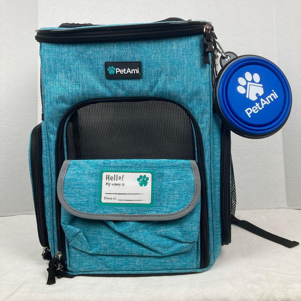 PetAmi Carrier Backpack Blue Cube Travel Walk Hike Camp Small Dog Cat 16.5x11
